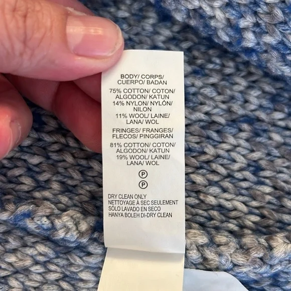 Lucky Brand Wool Blend Knit Striped Open Cardigan with Fringe Trim Size Small - Picture 8 of 8